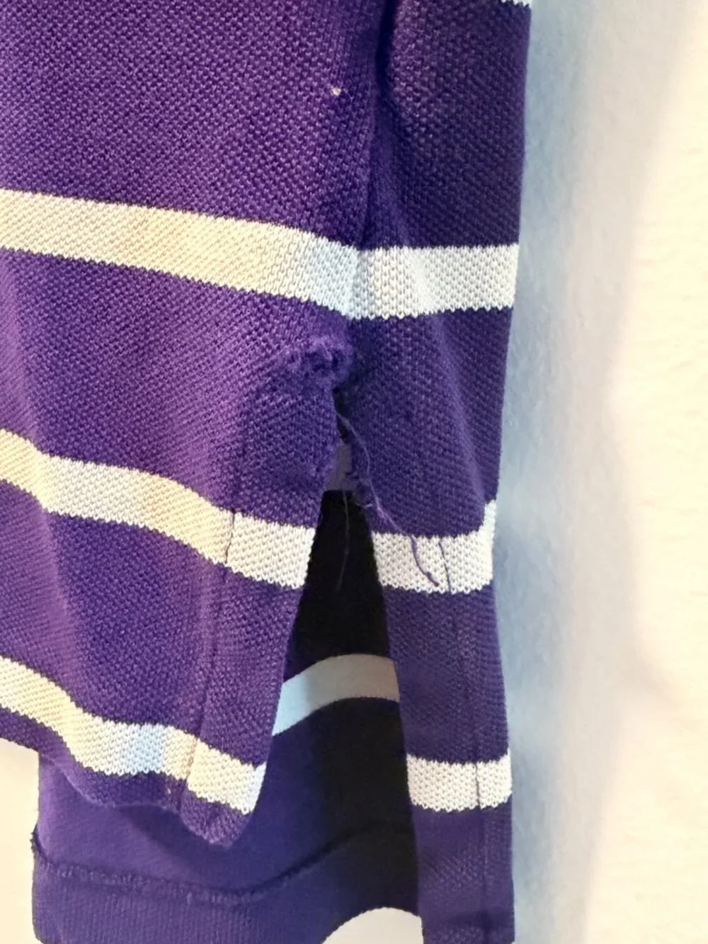 Polo by Ralph Lauren Short Sleeve Polo Shirt Purple White Striped Pocket Mens M